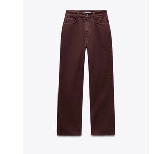 Zara Women's Burgundy Straight Leg Jeans